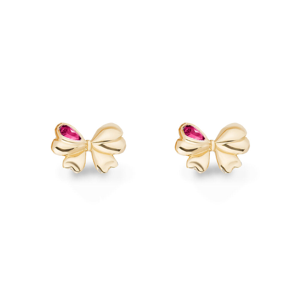 Estee Bow Studs - Pink Sapphire