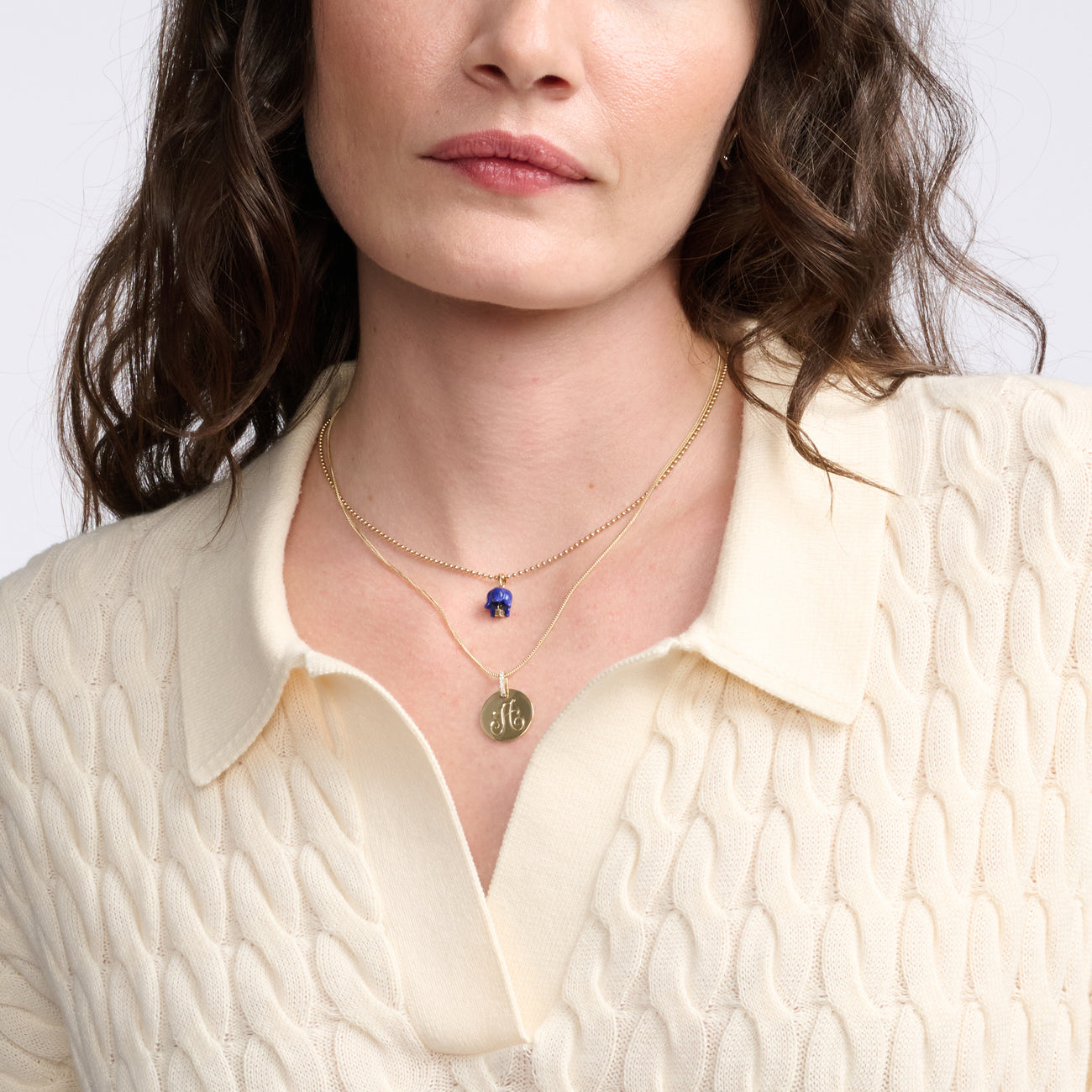 Diamond Floret Pendant with Lapis