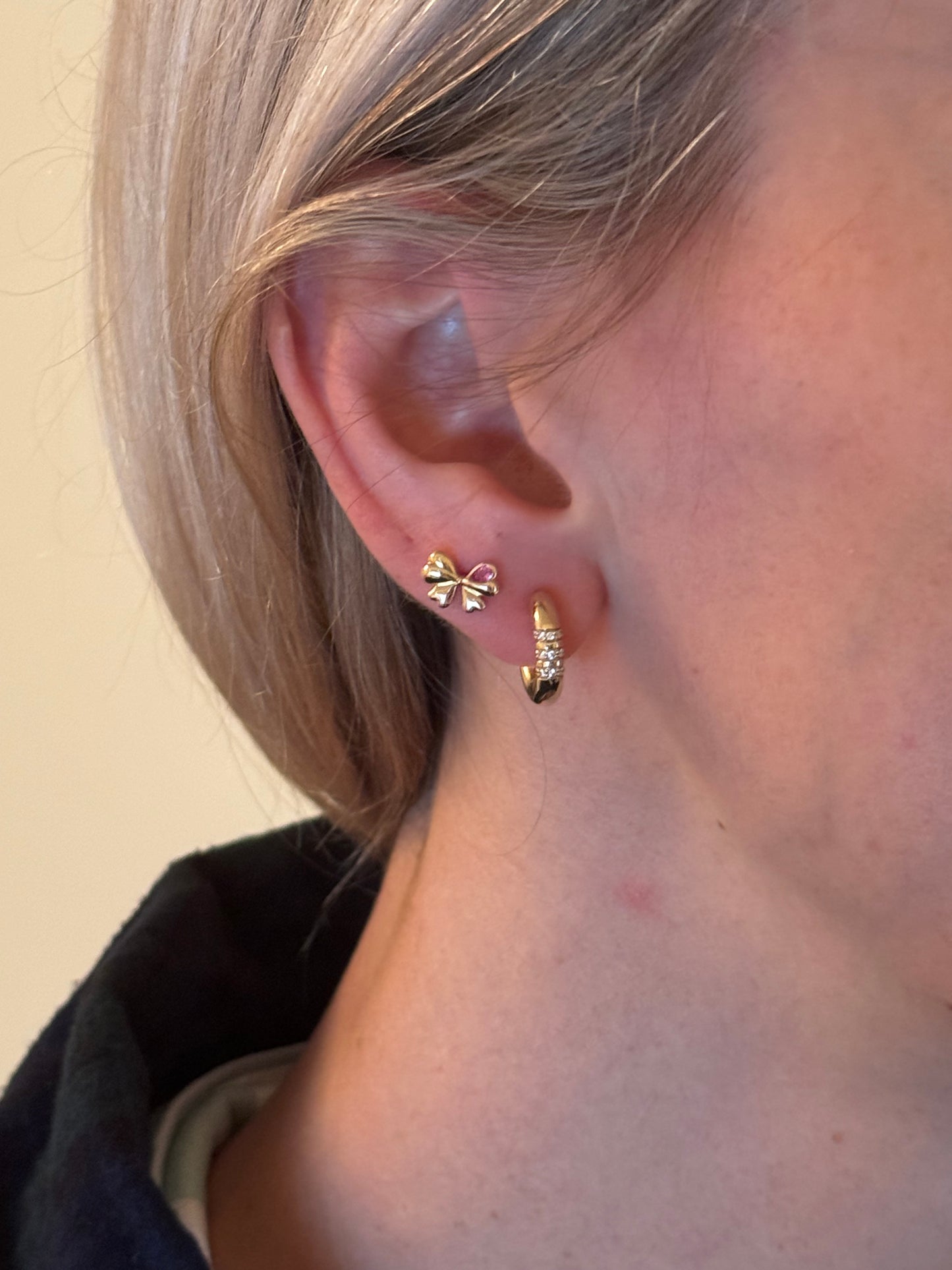 Estee Bow Studs - Pink Sapphire