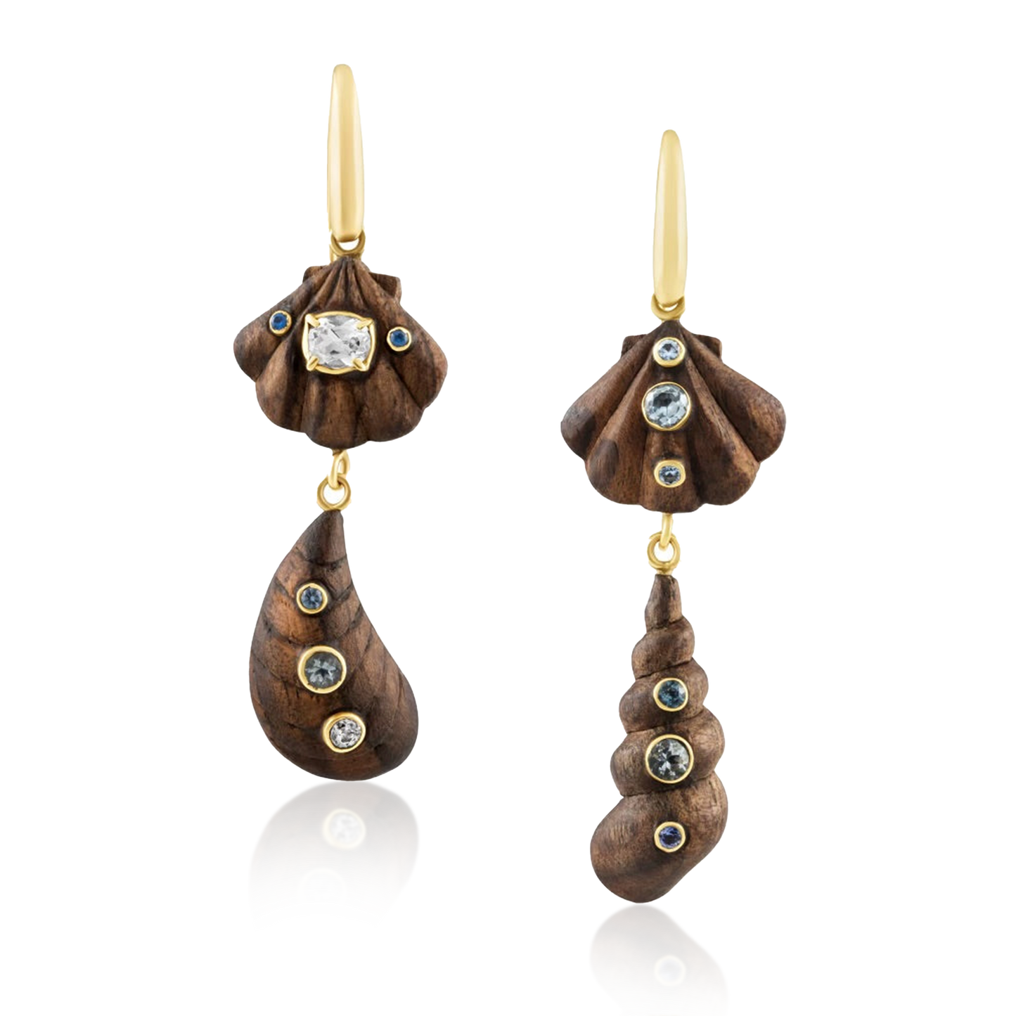 2-Tiered Wooden Shell Earrings