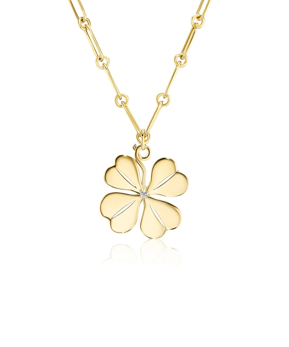 40mm Diamond Four Leaf Clover Pendant