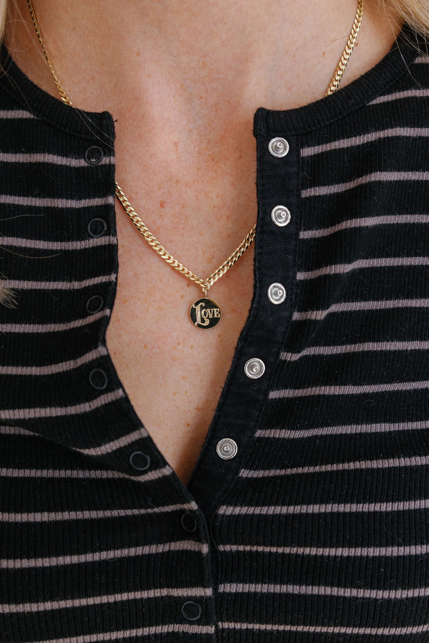 Medallion Signet Necklace with LOVE