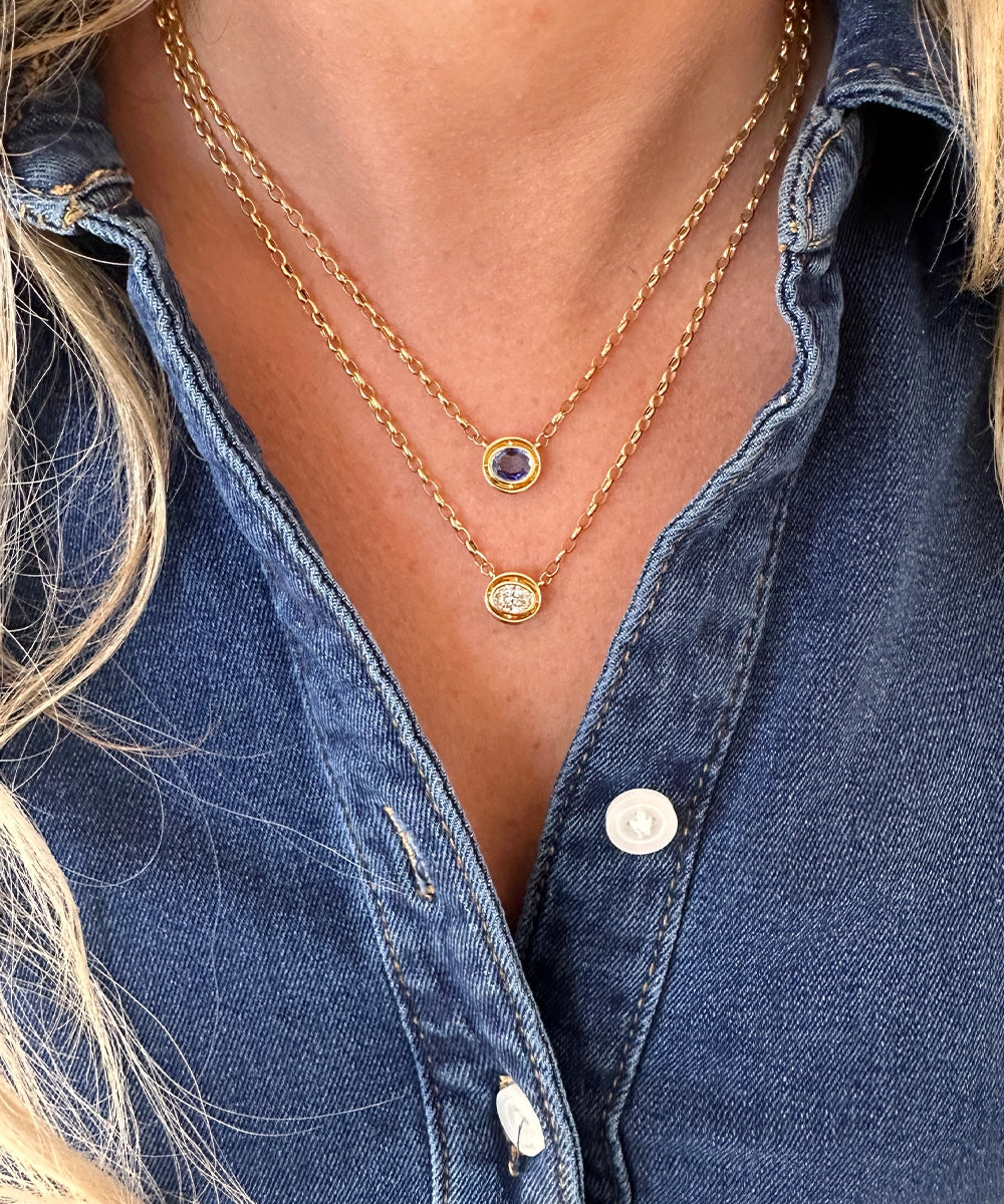 Mini Eclipse Necklace with Oval Cut Diamonds