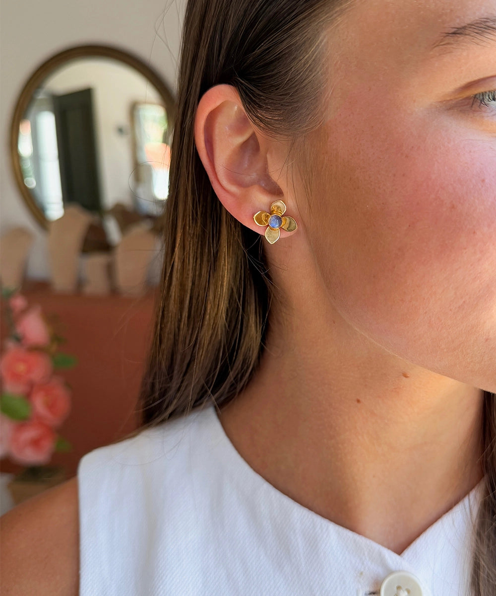 Large Fleur Earrings with Moonstone