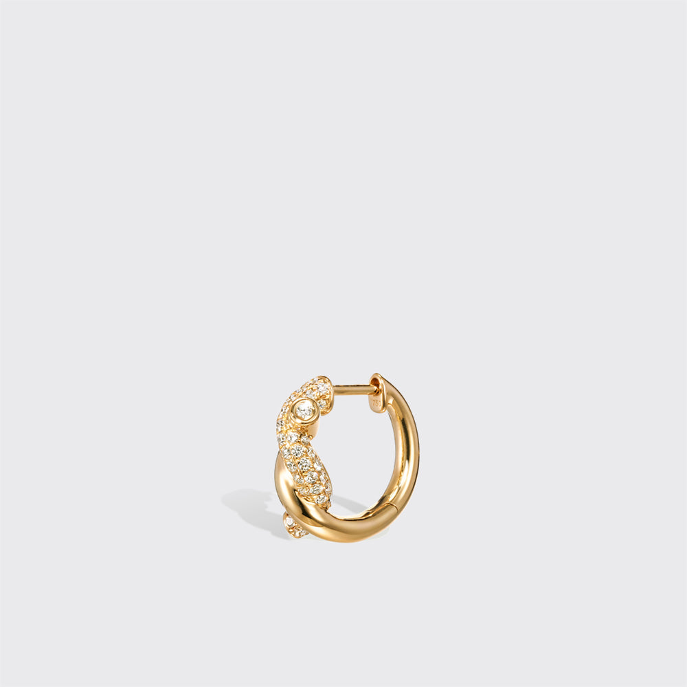 Small Diamond Ties Earrings - Yellow + White Gold