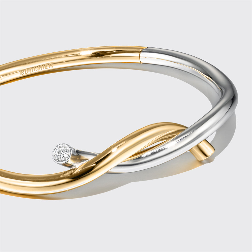 Ties Bangle - Yellow + White Gold