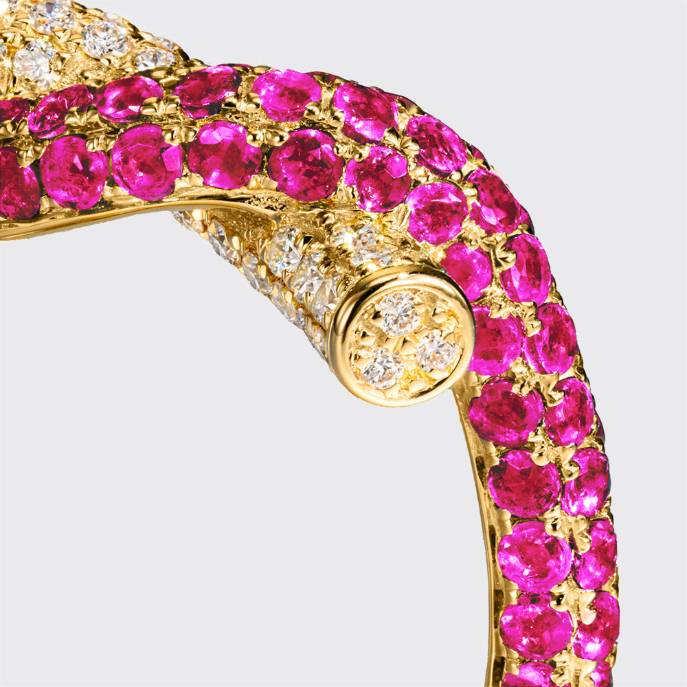 Pink Sapphire and Diamond Ties Ring