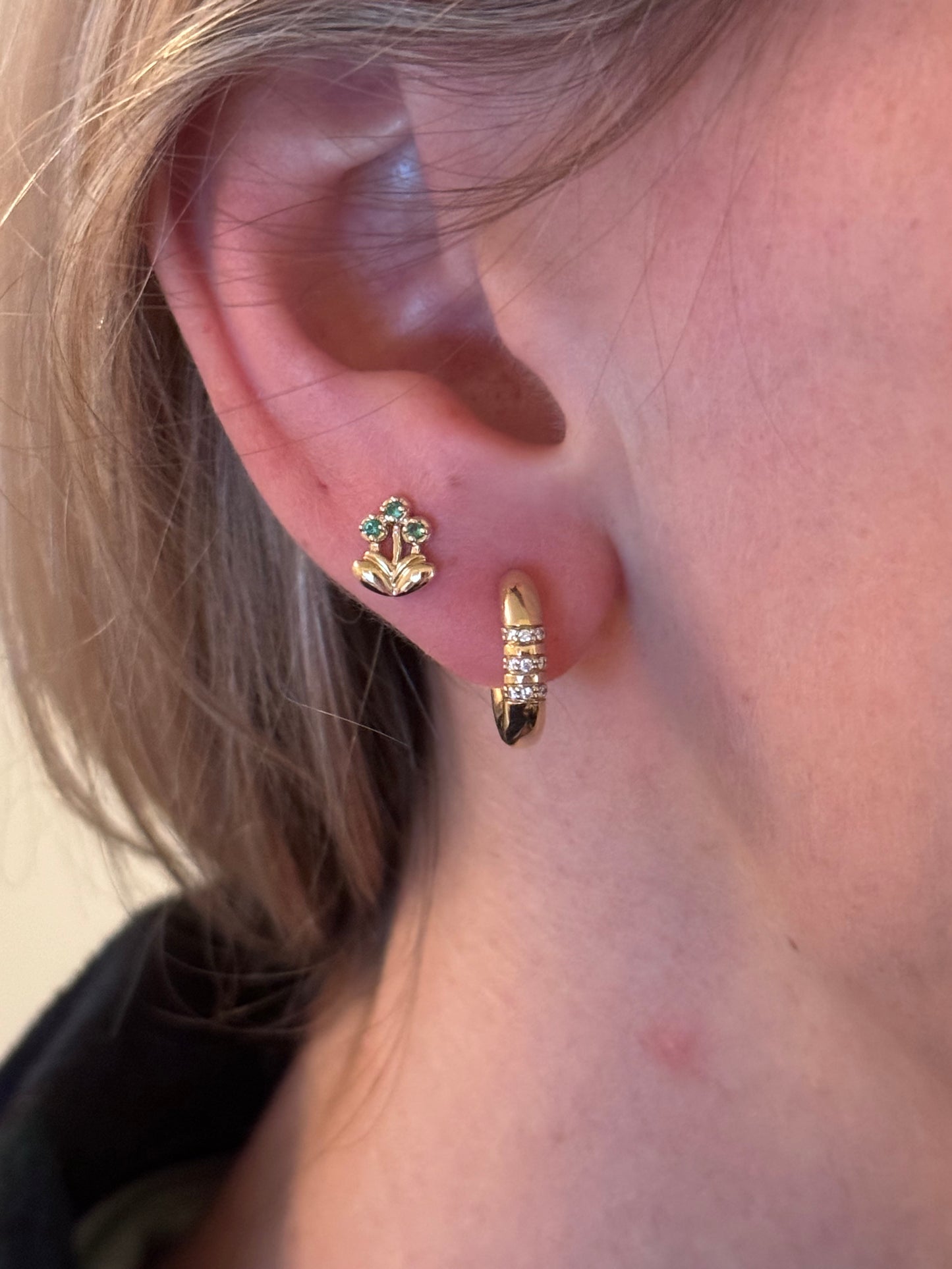 Mini Bouquet Studs - Emeralds