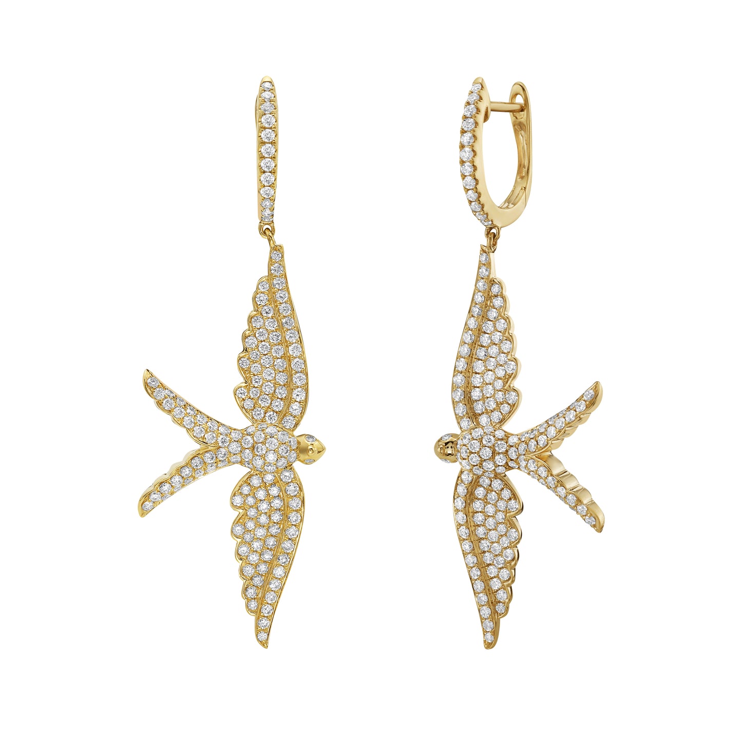 Wings of Love Diamond Swallow Drop Earrings