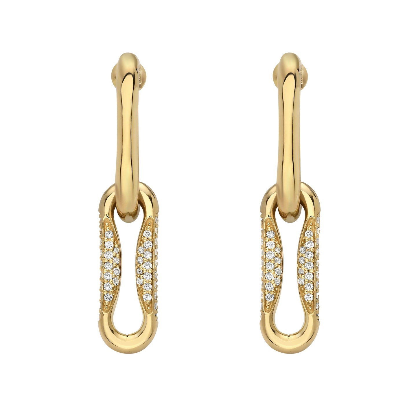 Milano Pinched Link Drop Earrings with Diamonds