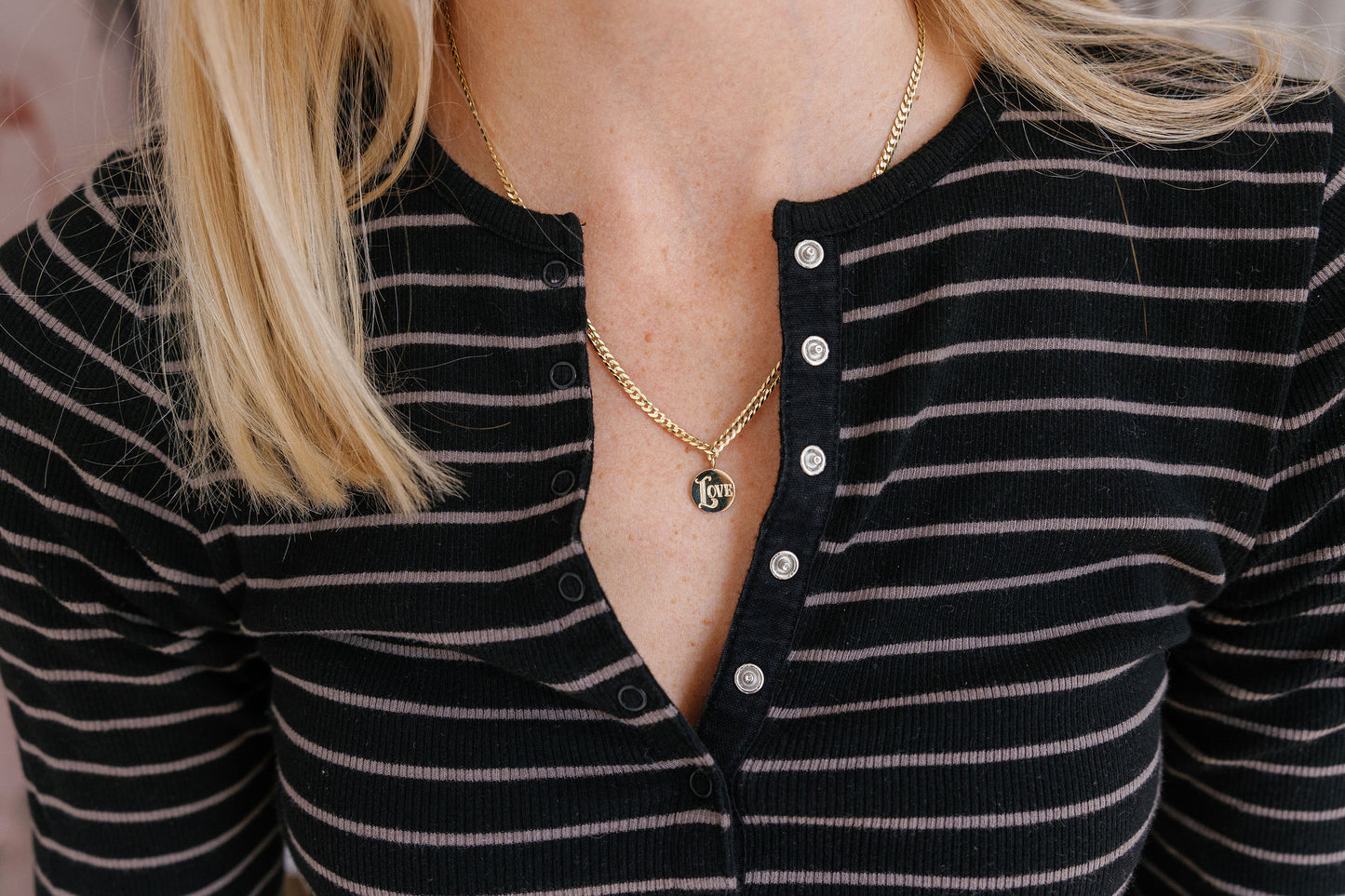 Medallion Signet Necklace with LOVE
