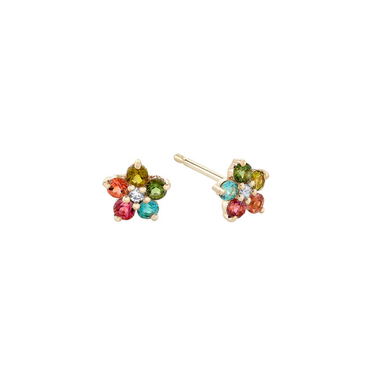 Aurora Studs with Tourmaline & Diamond