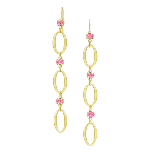Oval Link Earrings - Pink Tourmaline