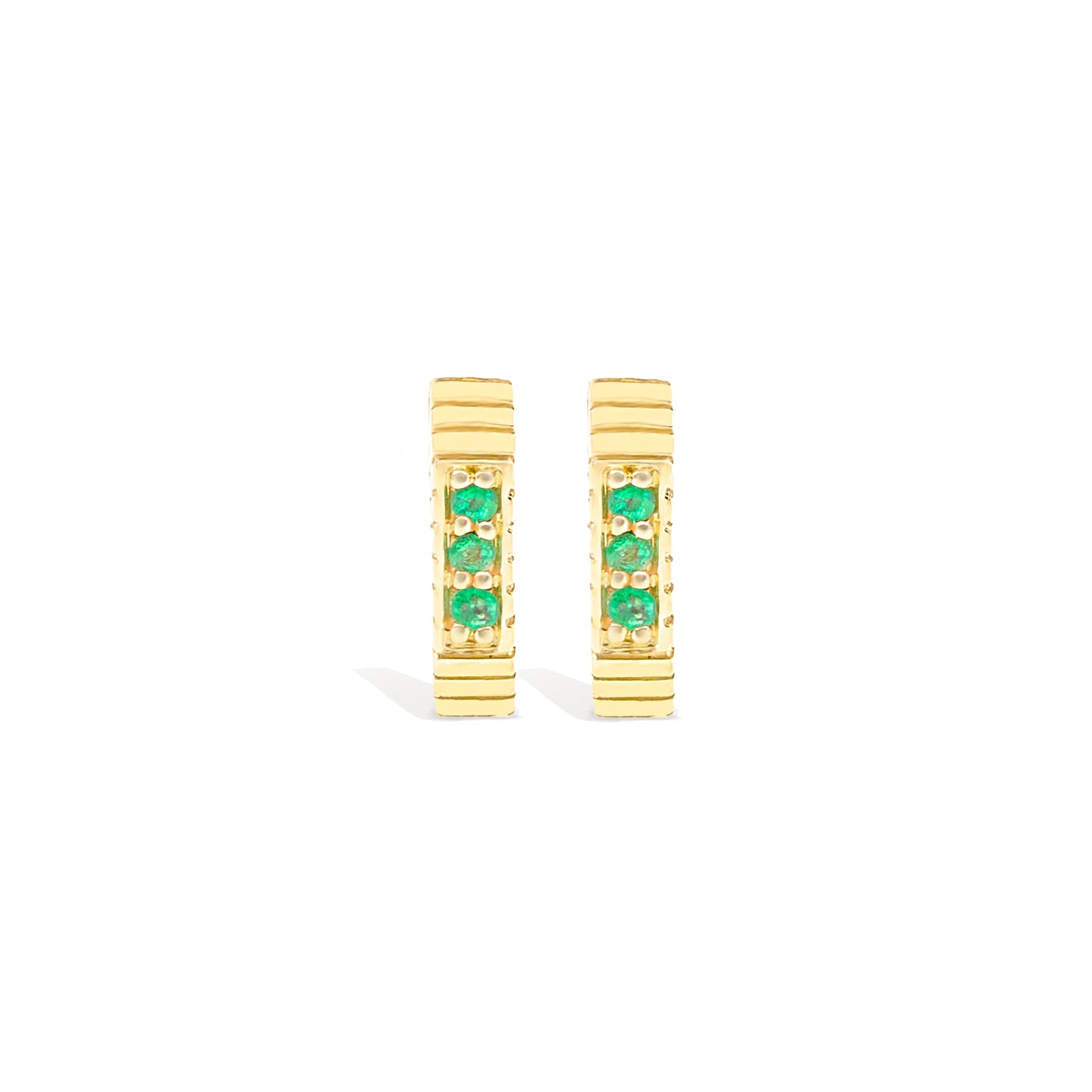 Spark Octagon Huggie - Emerald