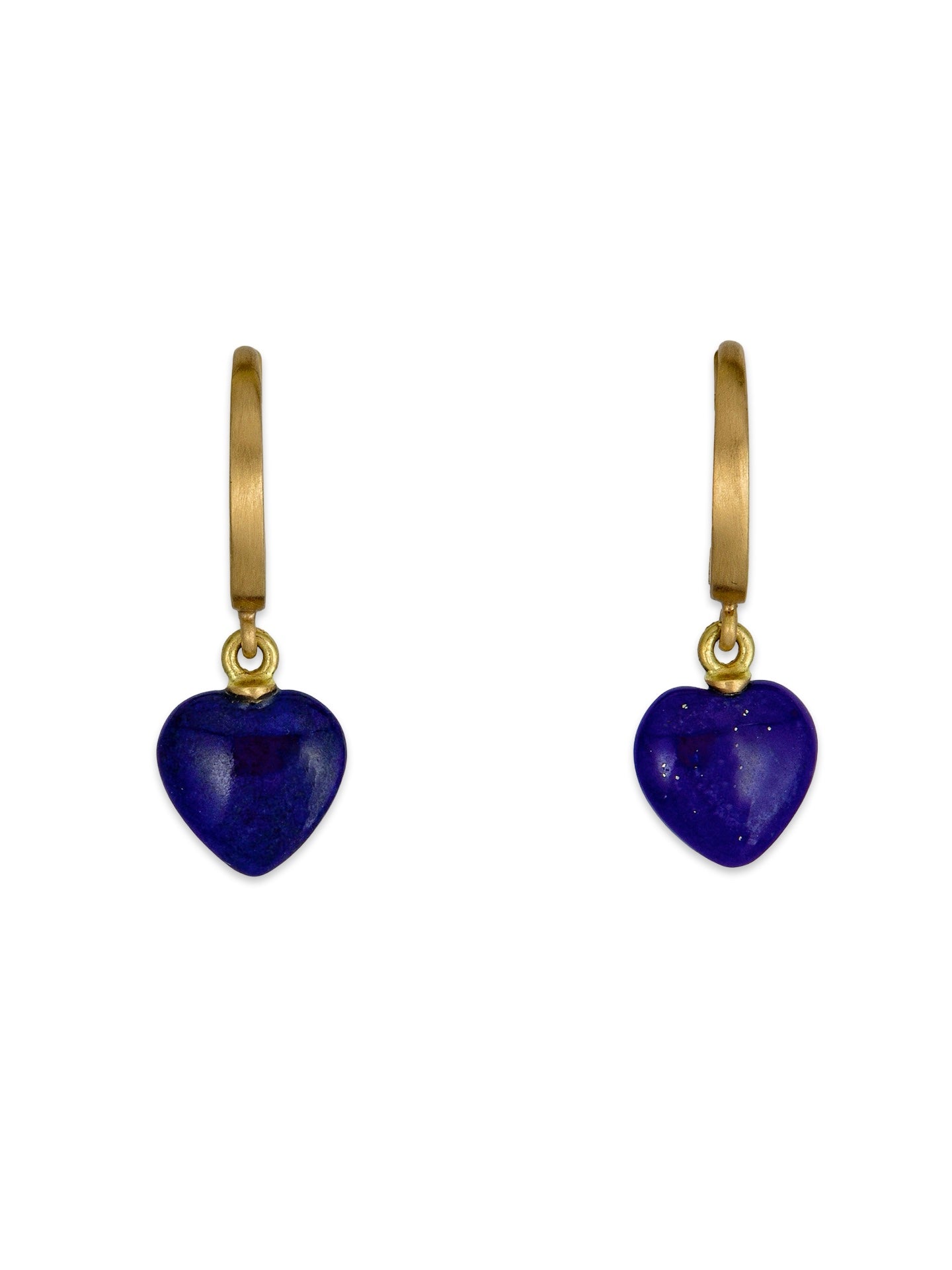 Mini Heart Leverback Earrings with Lapis Lazuli