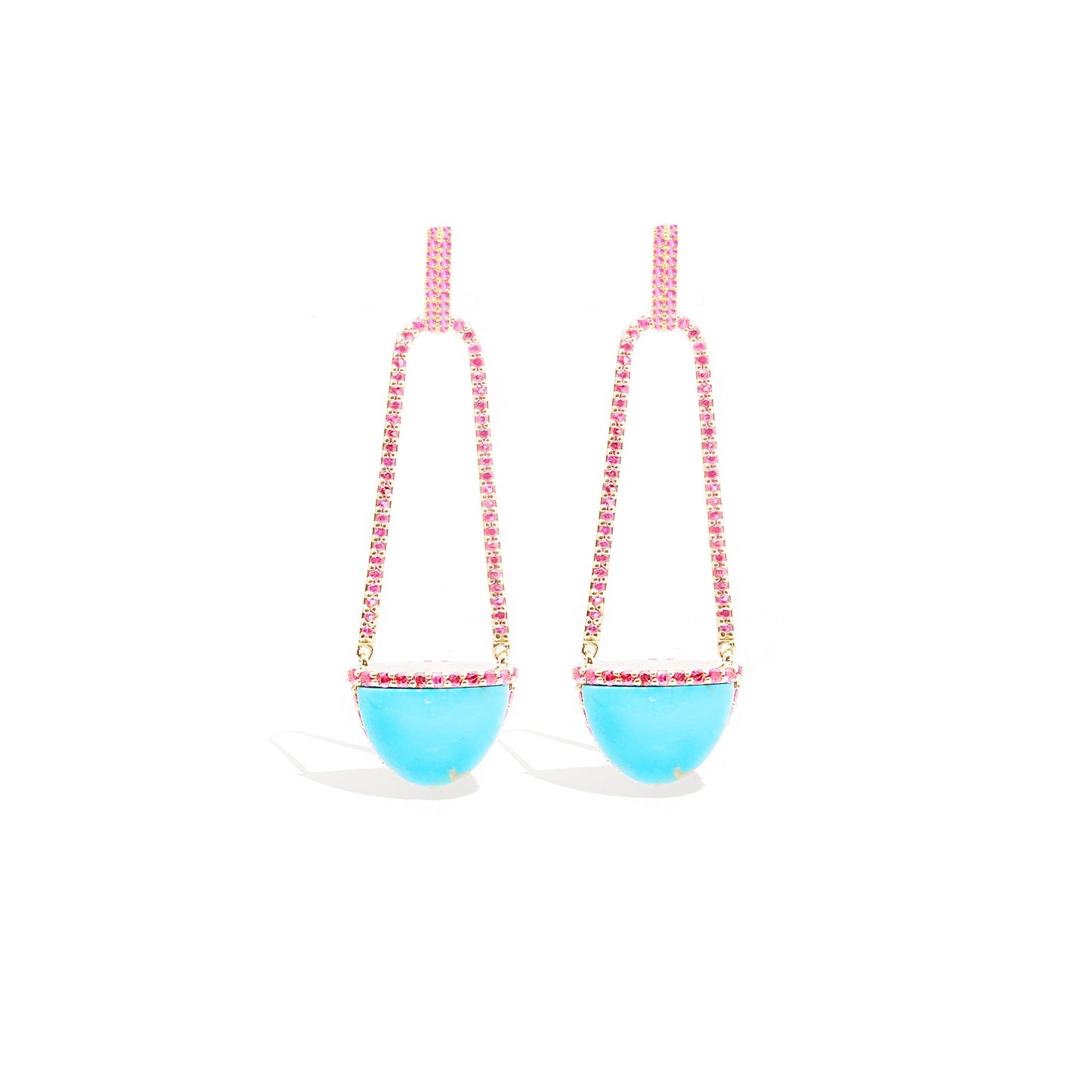 Found Cap Chandelier Earring - Turquoise