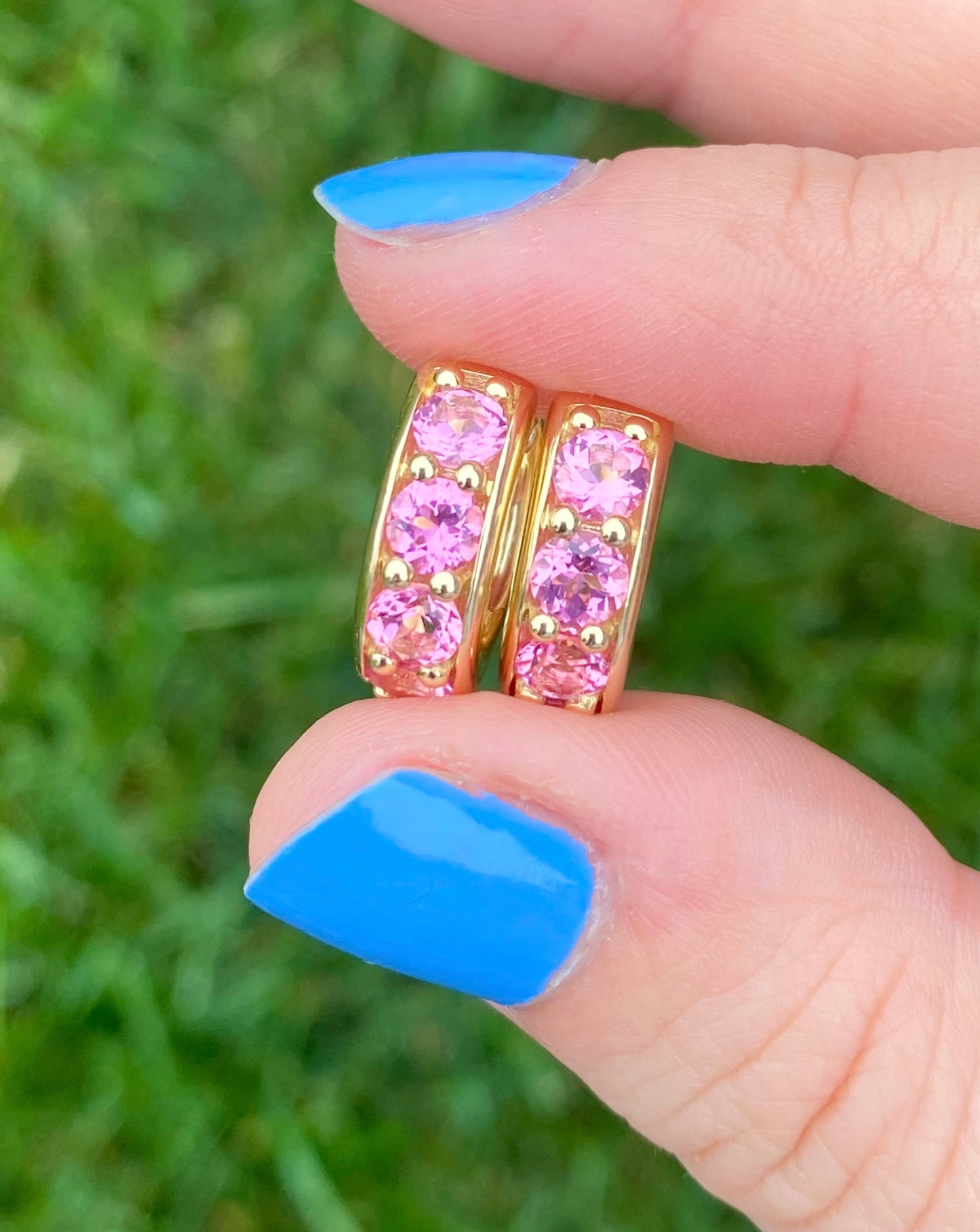 Cirque Extra Chubby Hoops with Pink Tourmalines