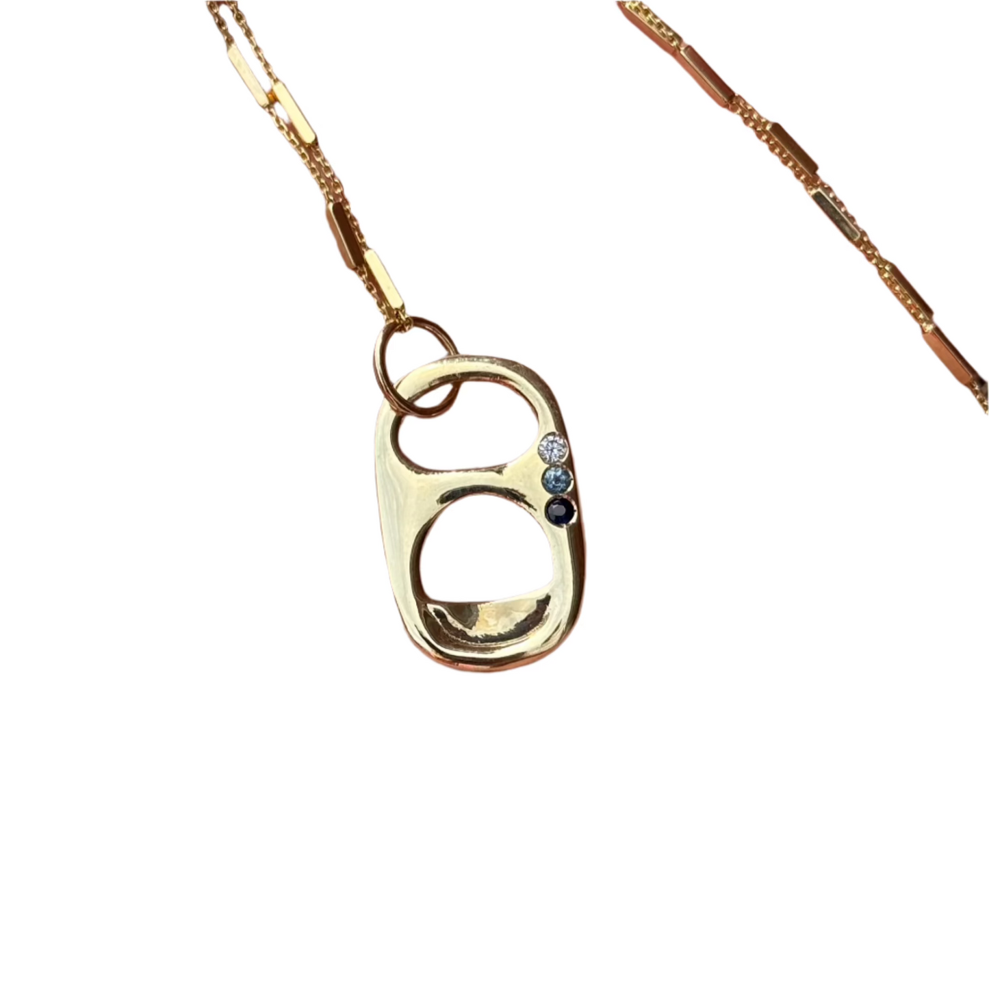 Pop Top Charm with Ombre Blue Sapphires