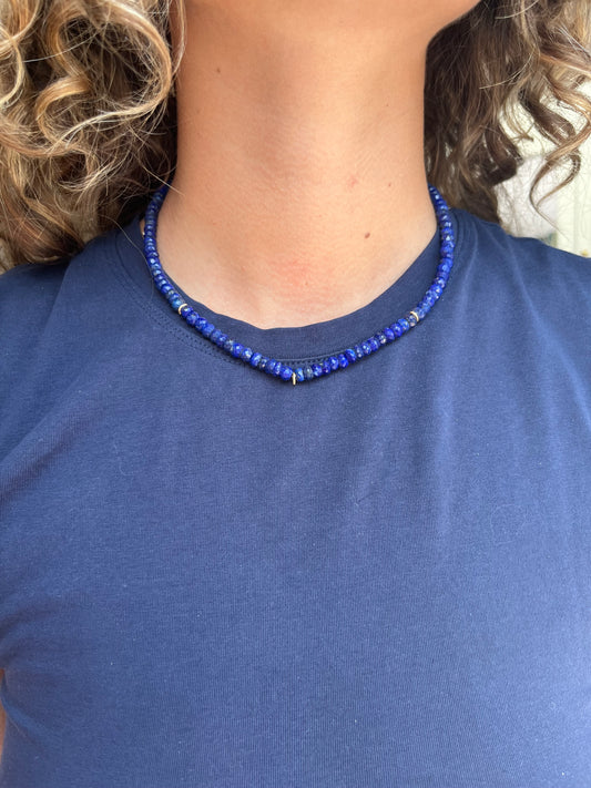 Lapis Beaded Necklace with Yellow Gold Beads