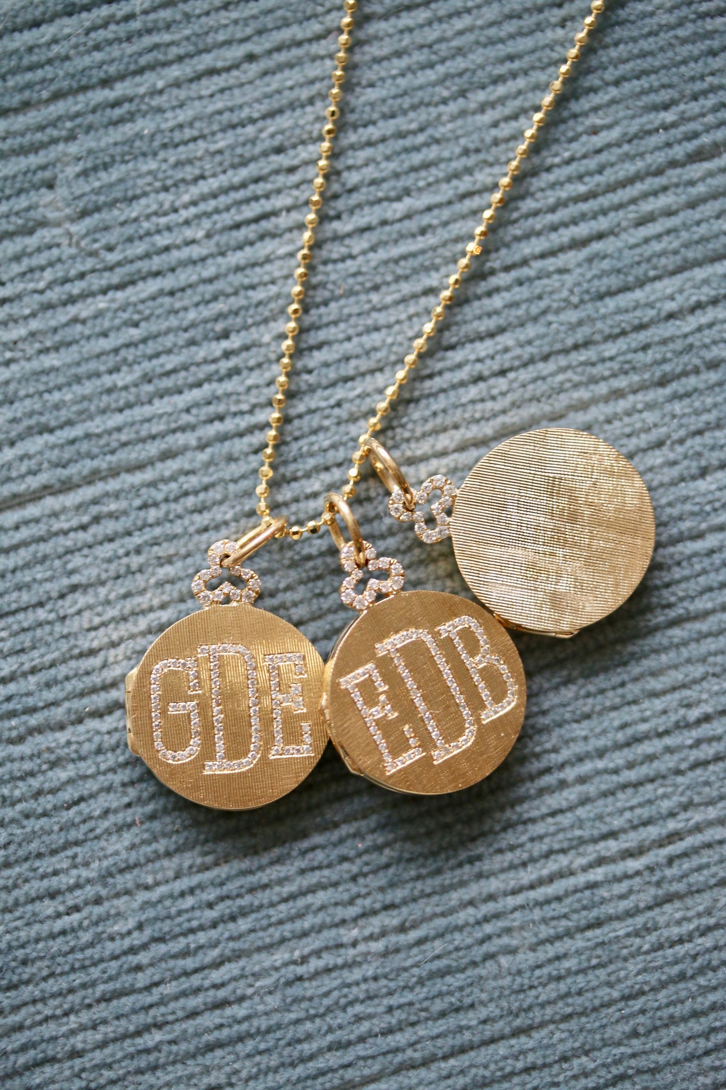 Small Diamond Trefoil Round Locket