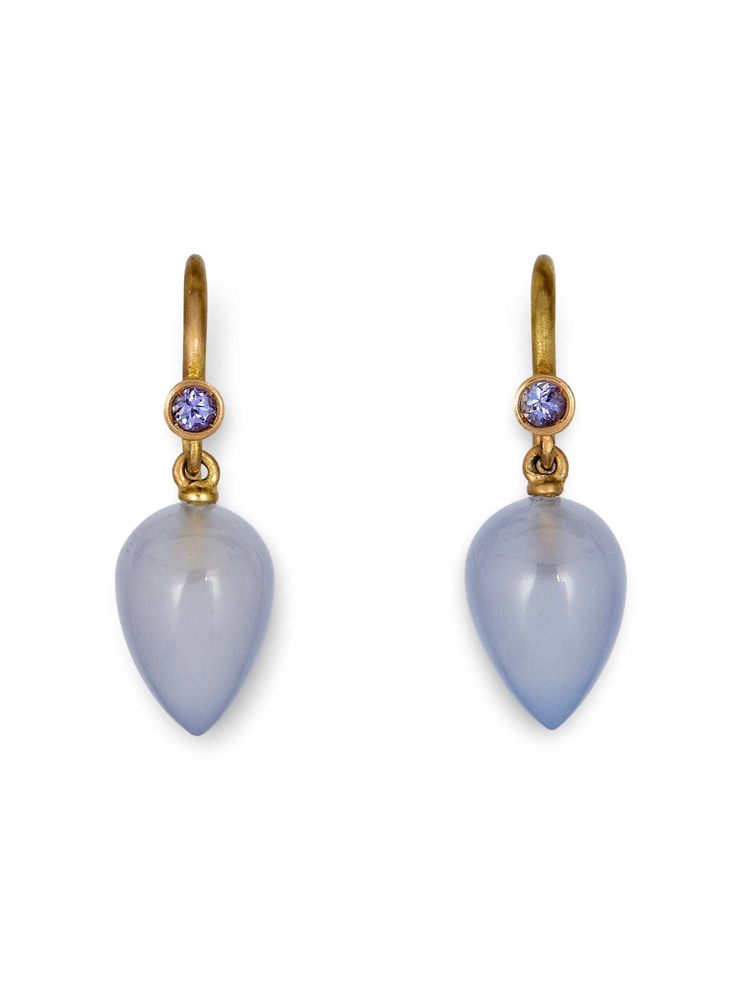 Everyday Drop Earrings with Tanzanite and Chalcedony