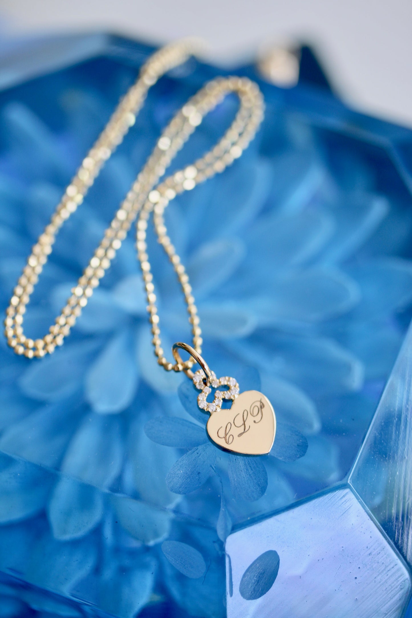 Mini Hidden Heart Charm - Diamonds