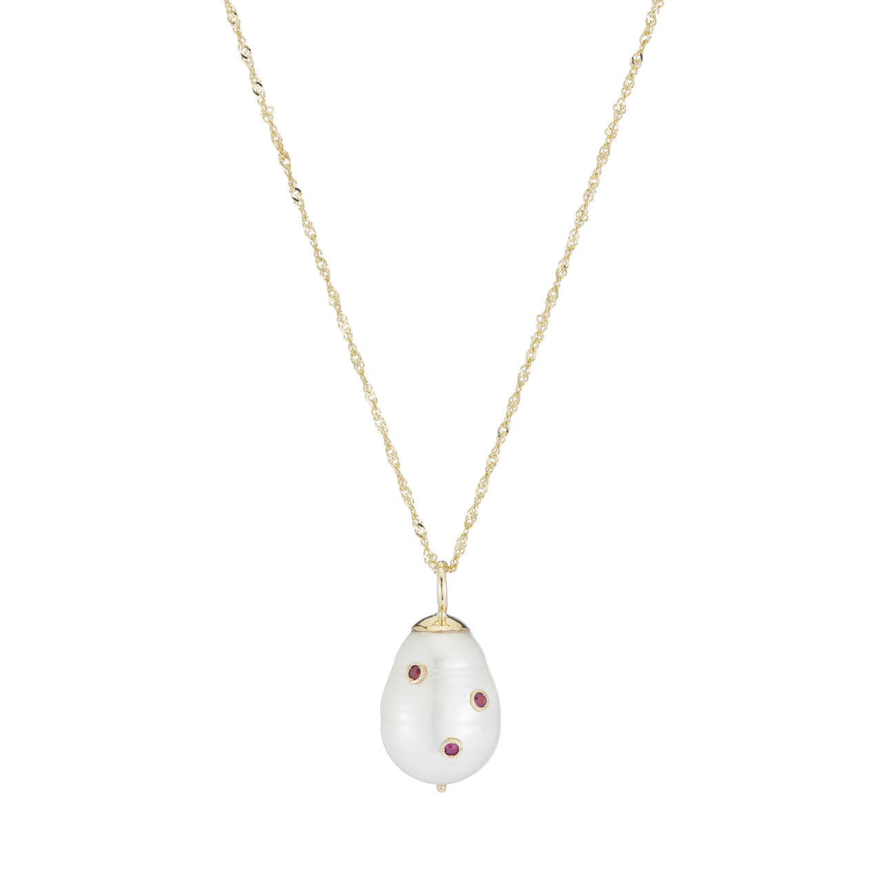 Baroque Pearl Drop Charm with Rubies