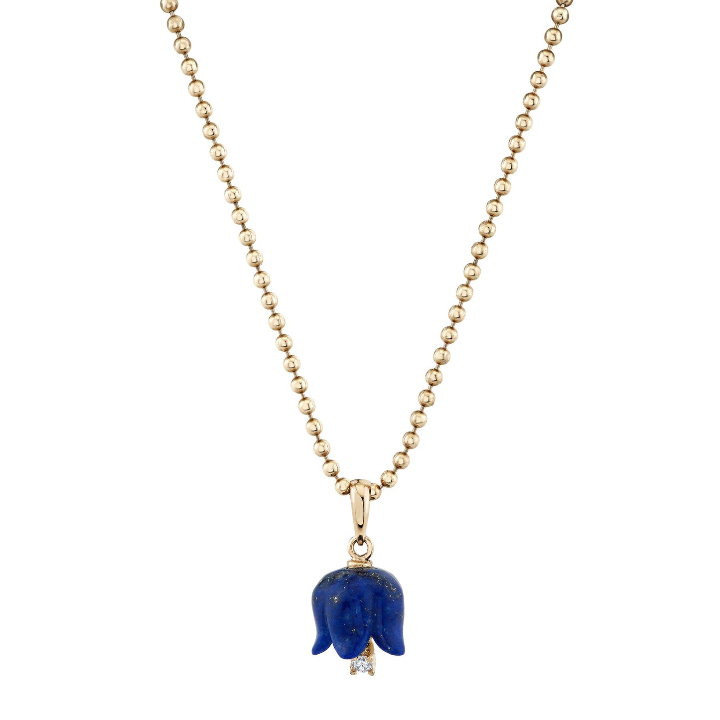Diamond Floret Pendant with Lapis