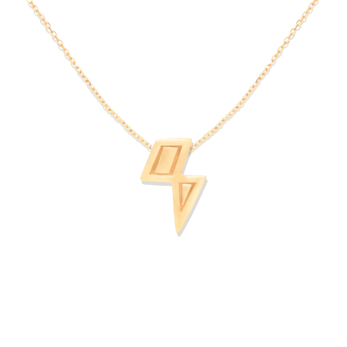 Mini Juju Lightning Bolt Charm Necklace 14K Yellow Gold