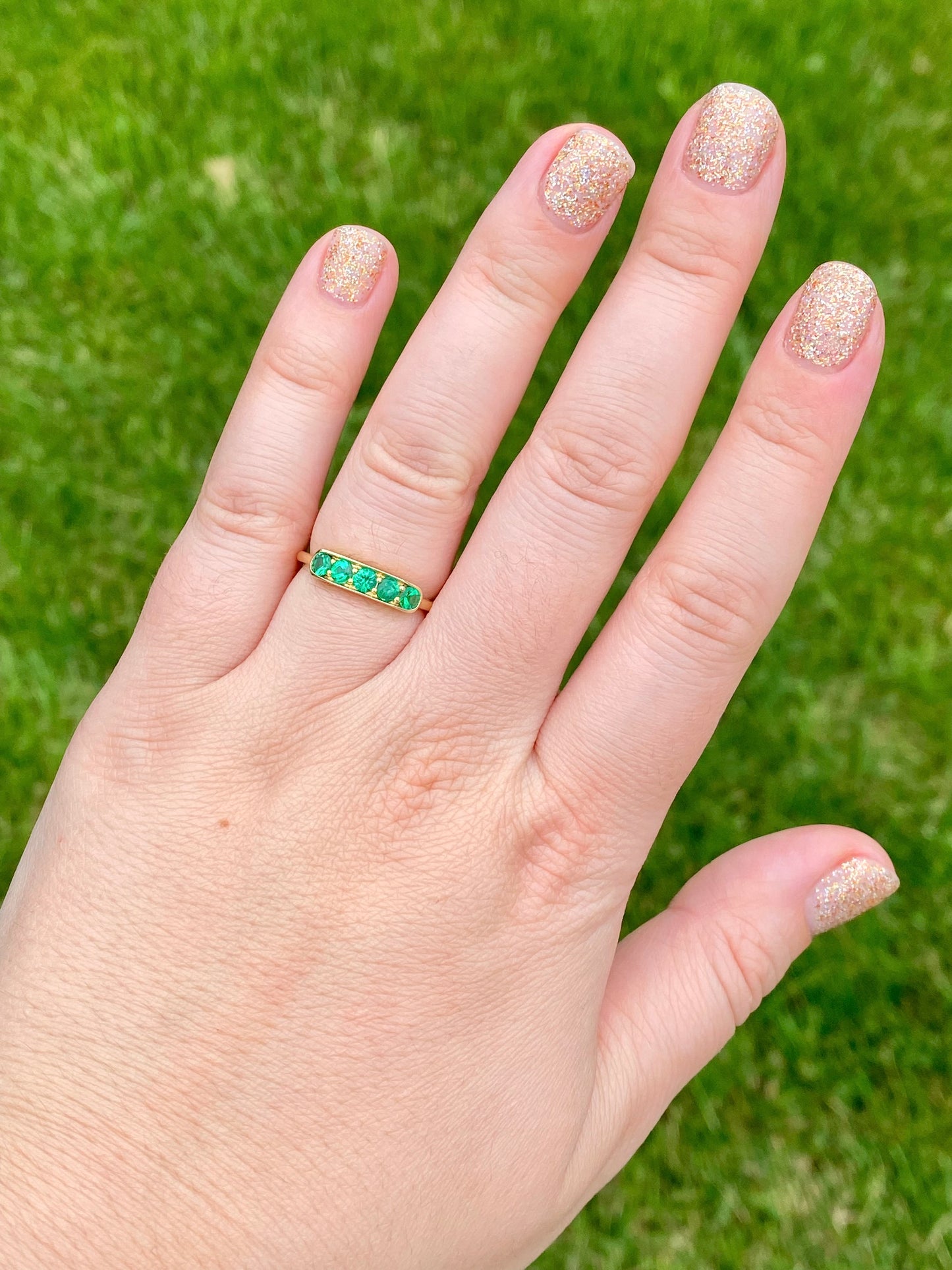 5 Stone Emerald Band