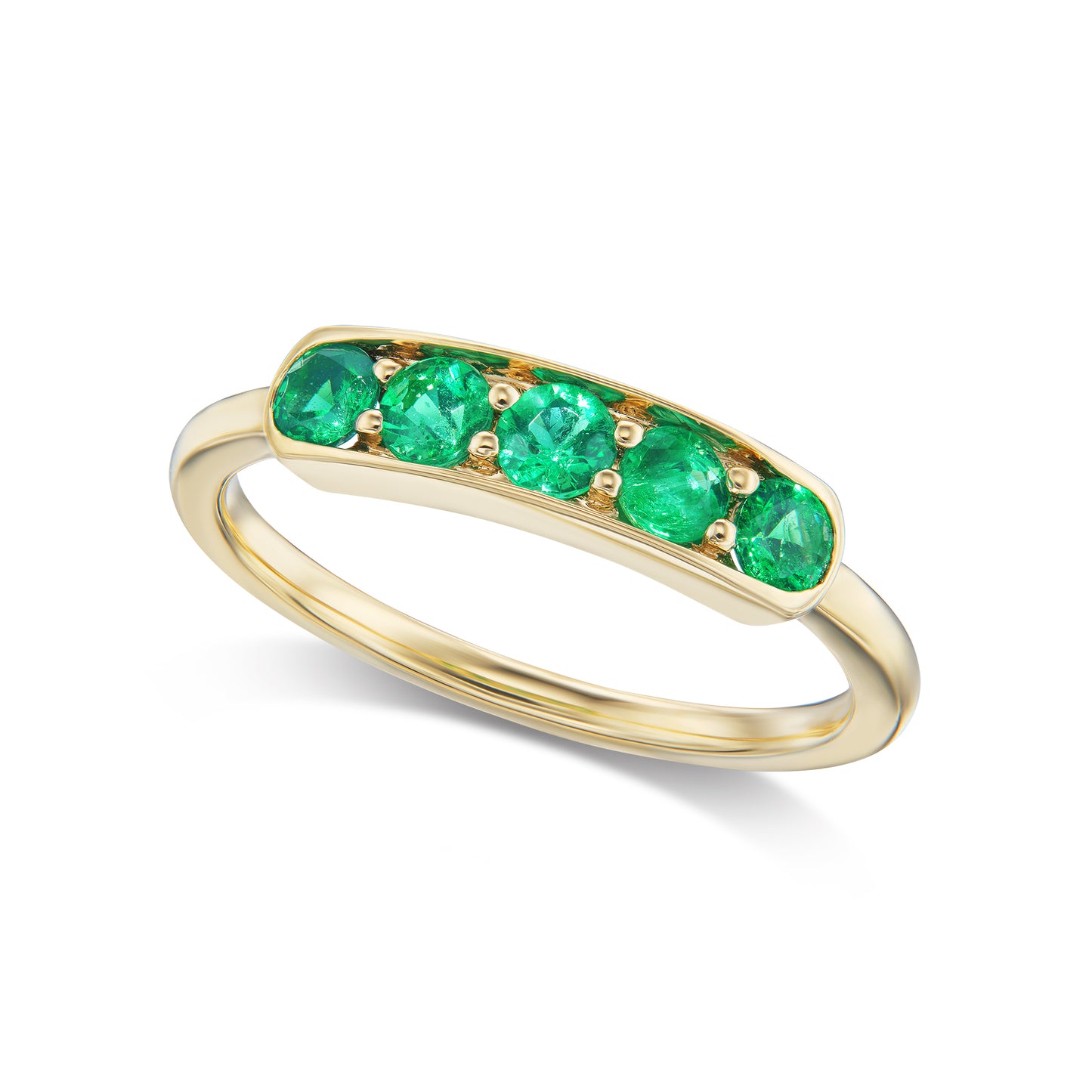 5 Stone Emerald Band