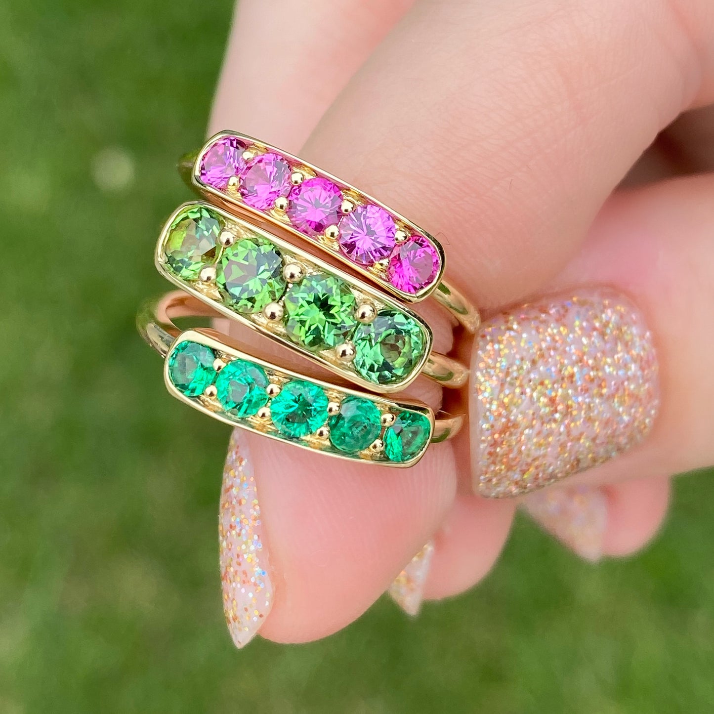 5 Stone Emerald Band