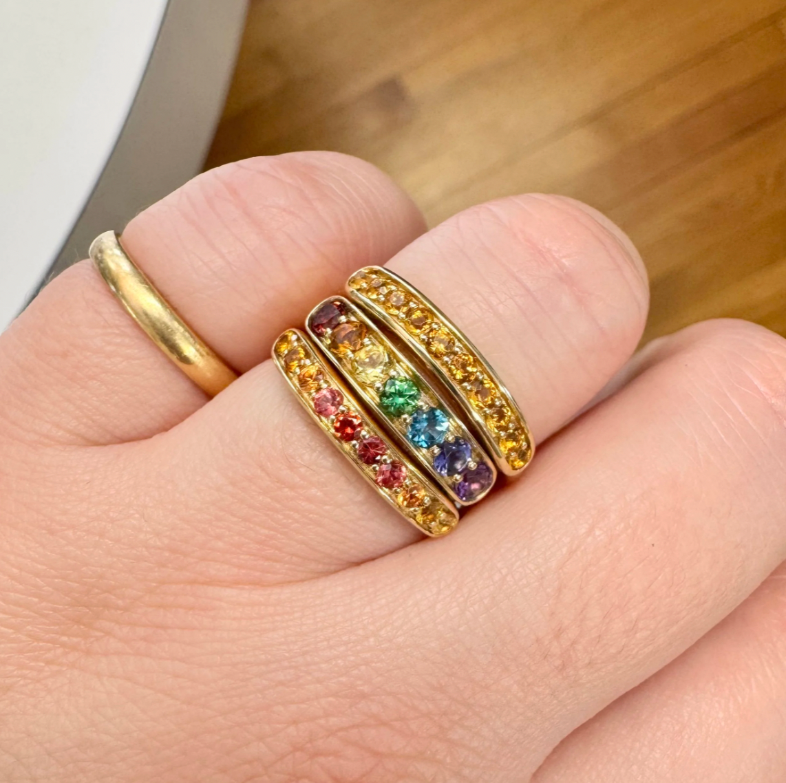 Cirque Half Eternity Band with Ombre Orange Sapphires