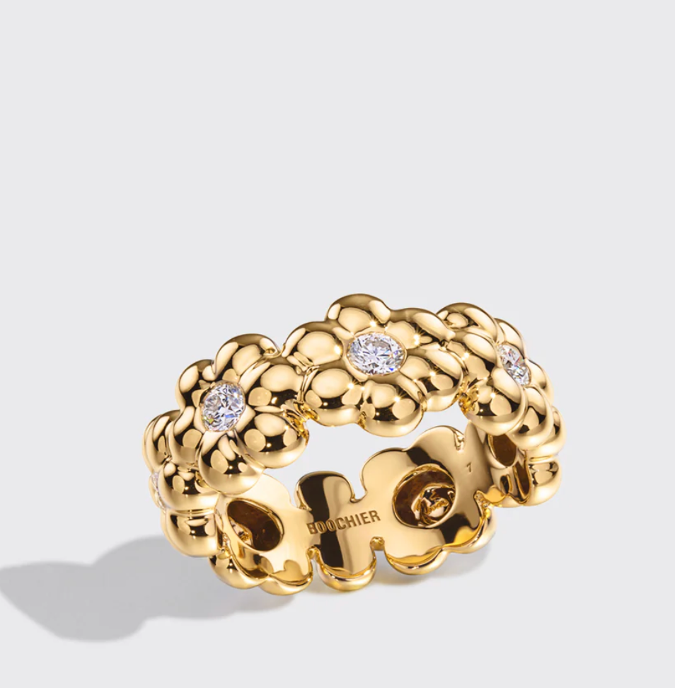 Diamond Flower Puff Ring