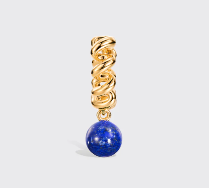 Colored Stone Slinkee Drop Earrings - Lapis