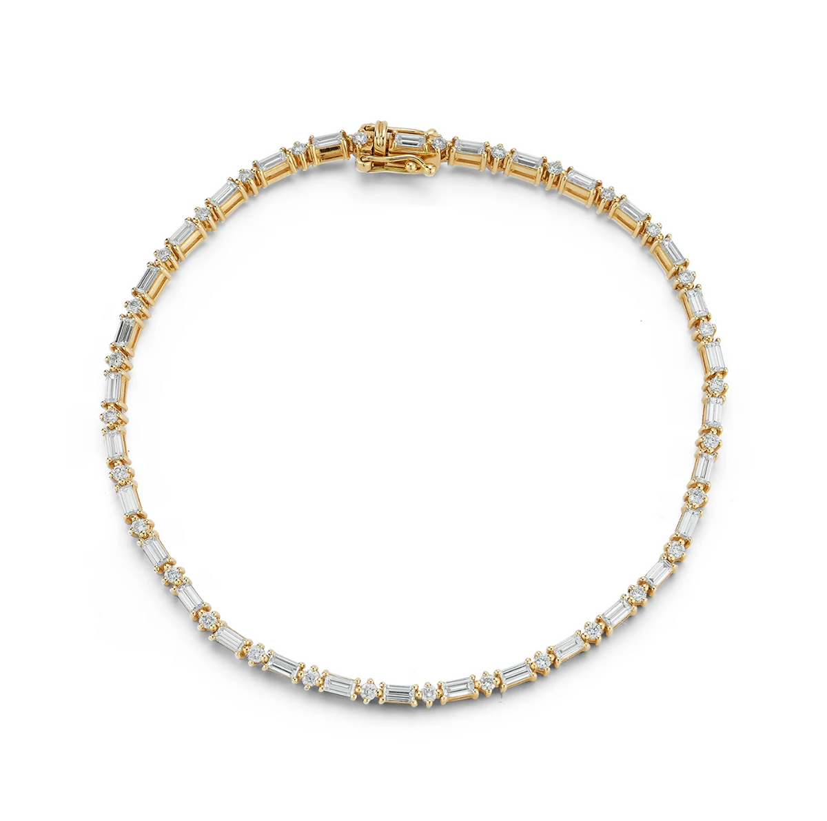 Baguette & Round Diamond Tennis Bracelet