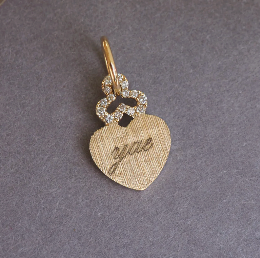 Mini Hidden Heart Charm - Diamonds