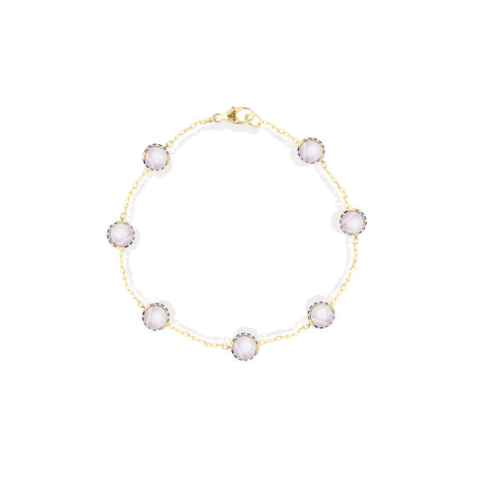 Found Cabochon Station Bracelet - Blue Lace Agate