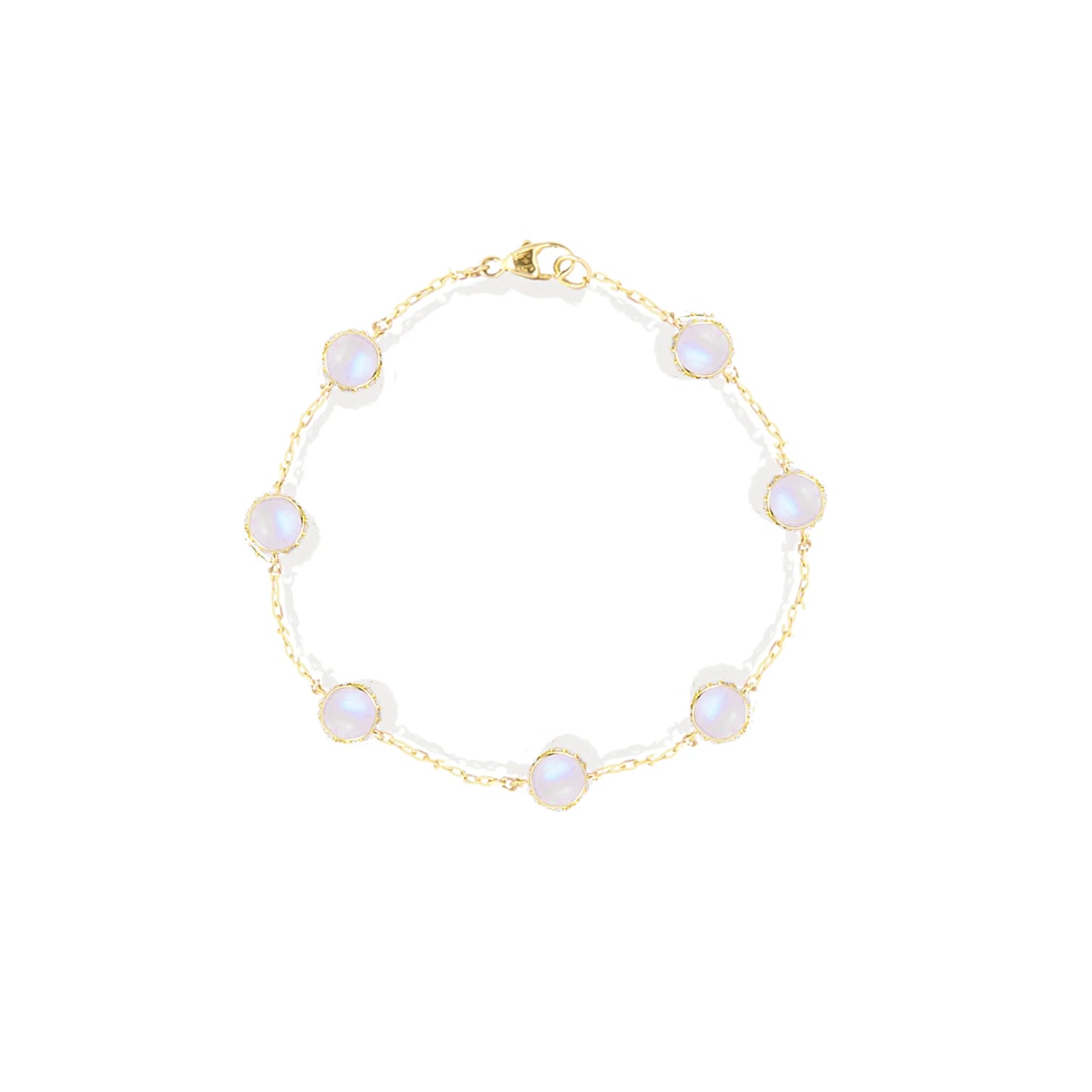 Found Cabochon Station Bracelet - Diamond & Moonstone