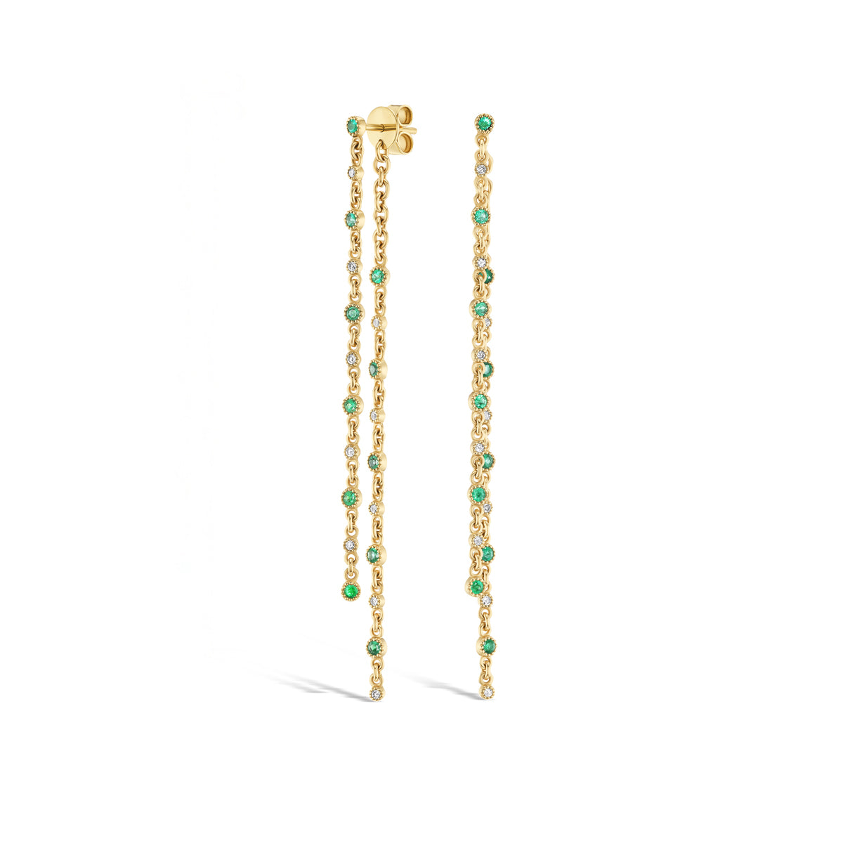 Two Line Emerald Earrings