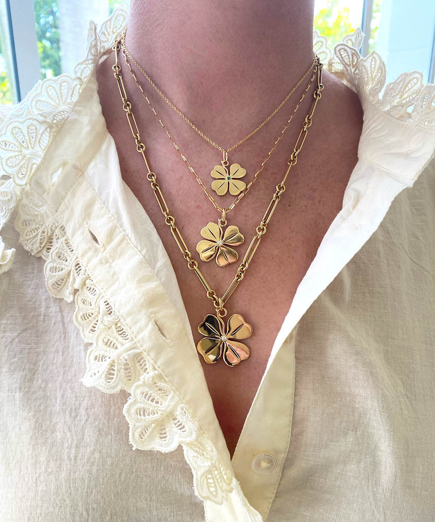 Marge Four Leaf Clover Pendant with Diamond – Anna P. Jay
