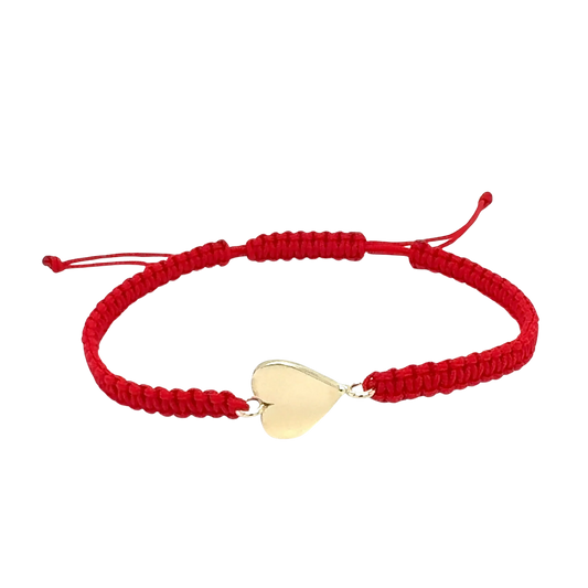 Heart Friendship Bracelet with Red Cord