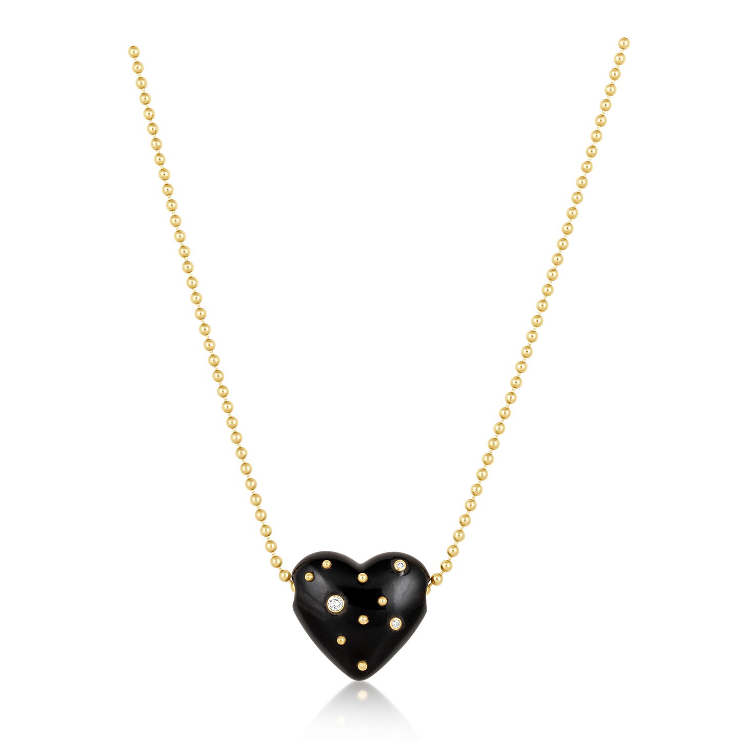 Black Onyx Carved Studded Heart Pendant