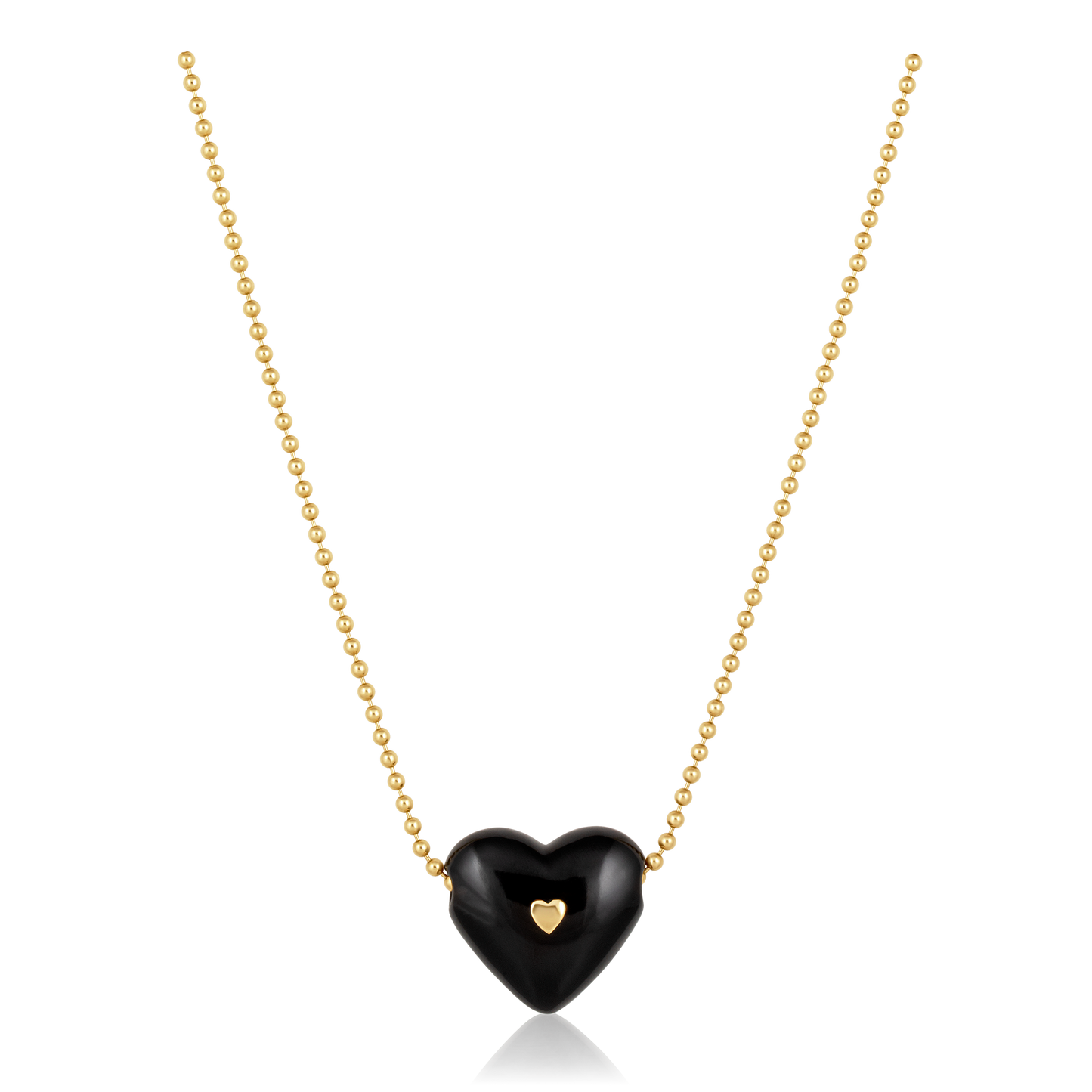 Black Onyx Carved Studded Heart Pendant