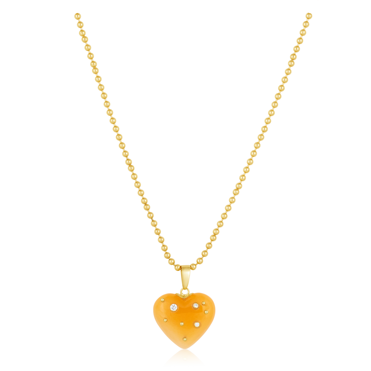 Yellow Onyx Studded Heart Pendant