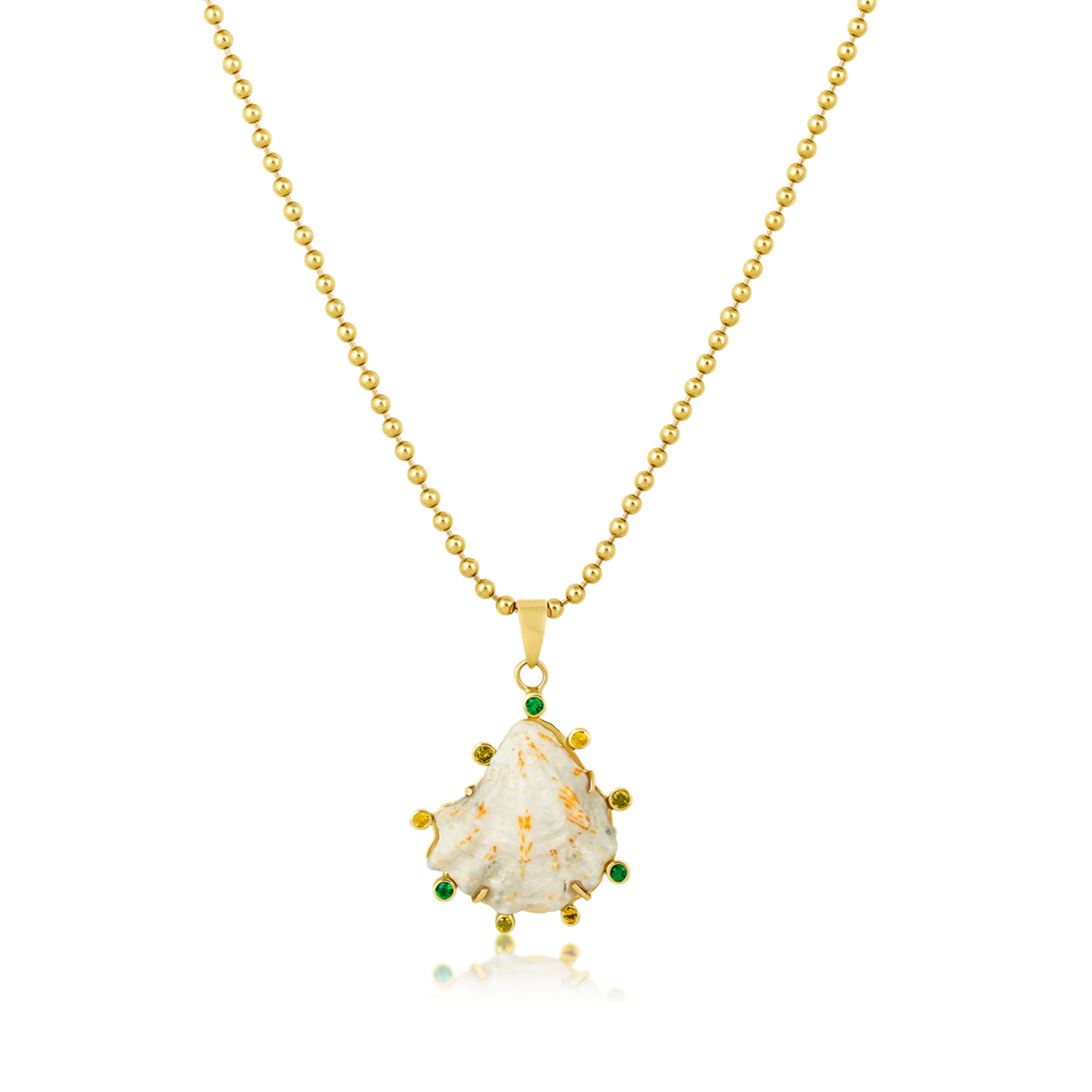 White Kitten's Paw Pendant with Green Halo