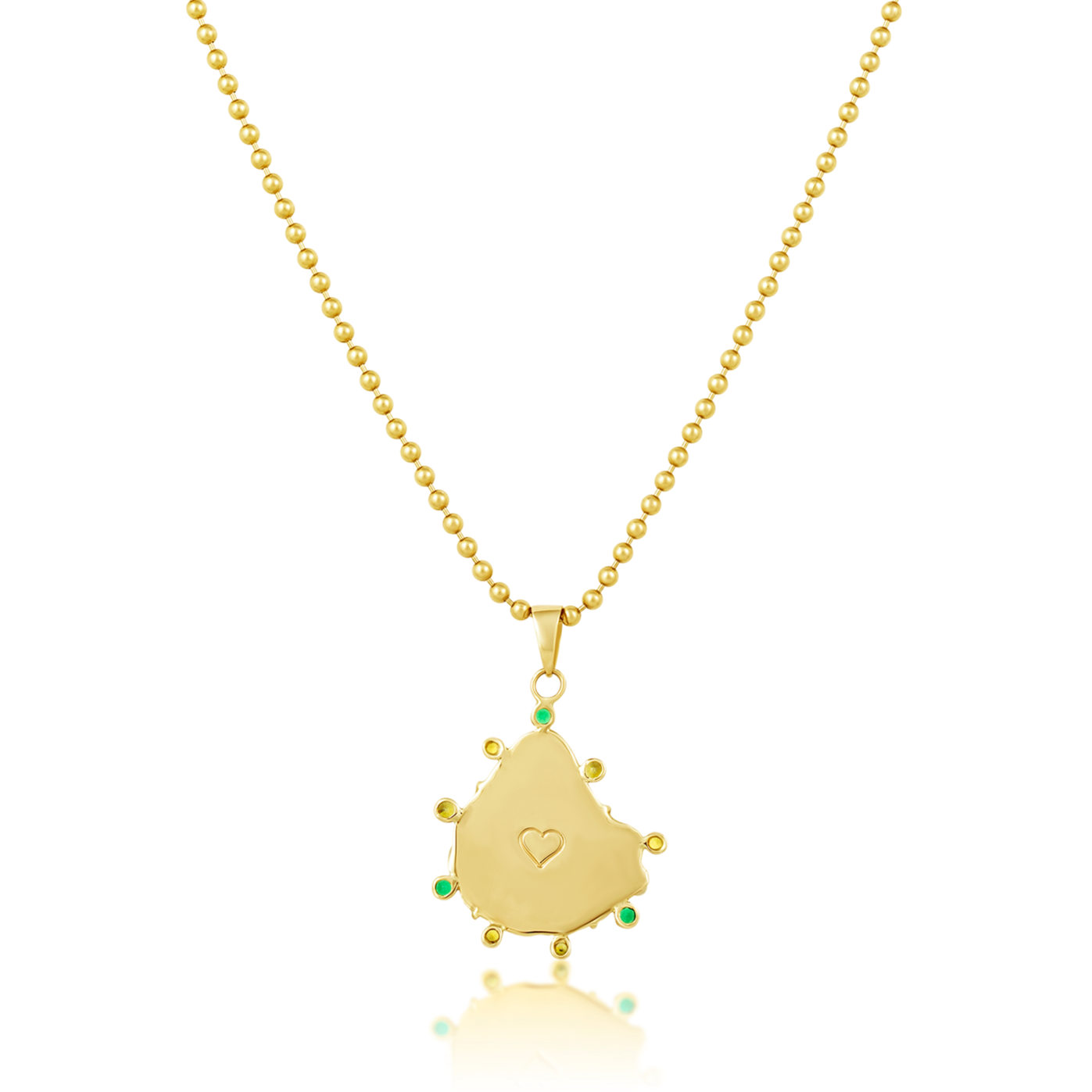 White Kitten's Paw Pendant with Green Halo