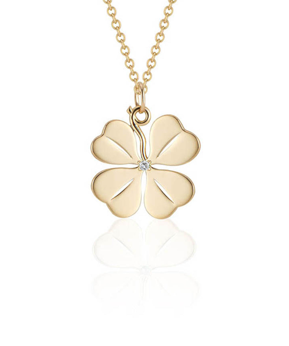 Medium Four Leaf Clover Pendant with Diamond
