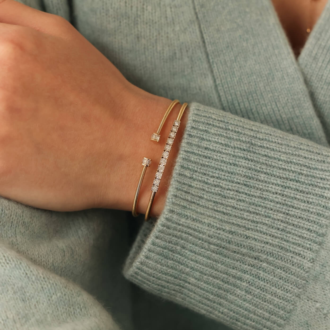 Sadie Pearl Flexi Cuff - 14k Yellow Gold