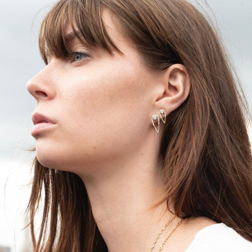 Peacock Stud Earrings - Mini - Diamond